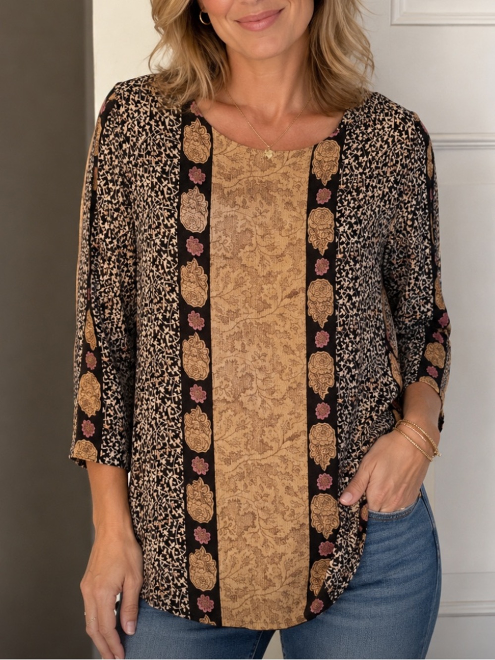 VINTAGE Nova Scotia Suttles & Seawinds boho print top